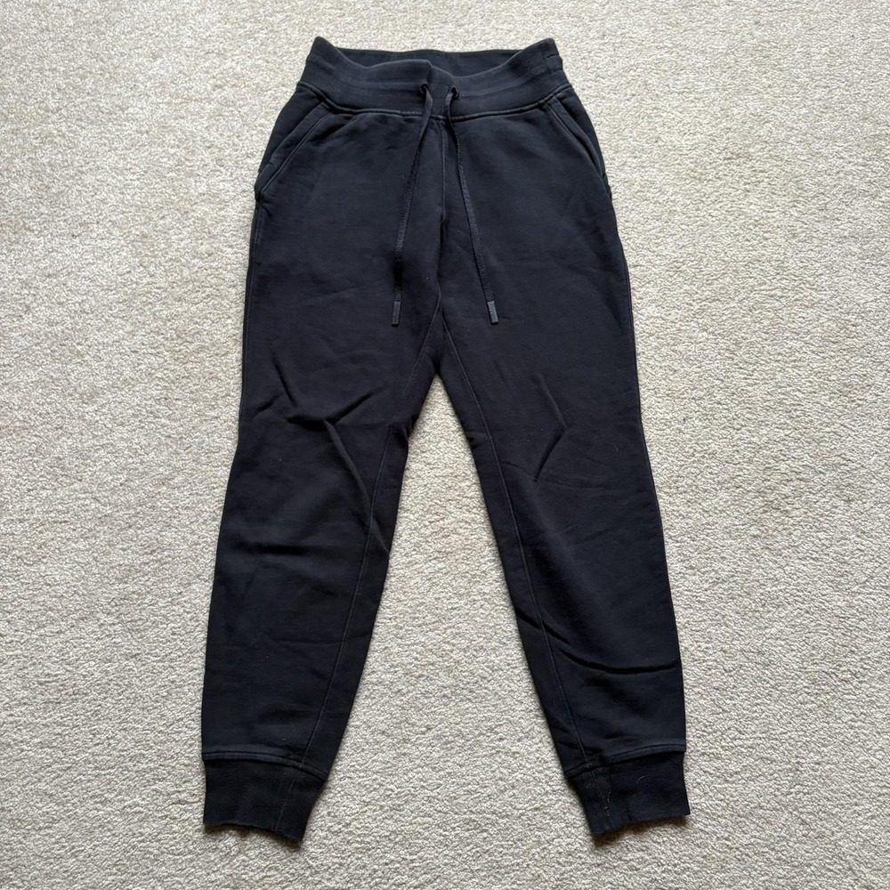 Lululemon‎ Jogger Pants Womens 2 Black Cotton Fleece Sweatpants Lounge Wear